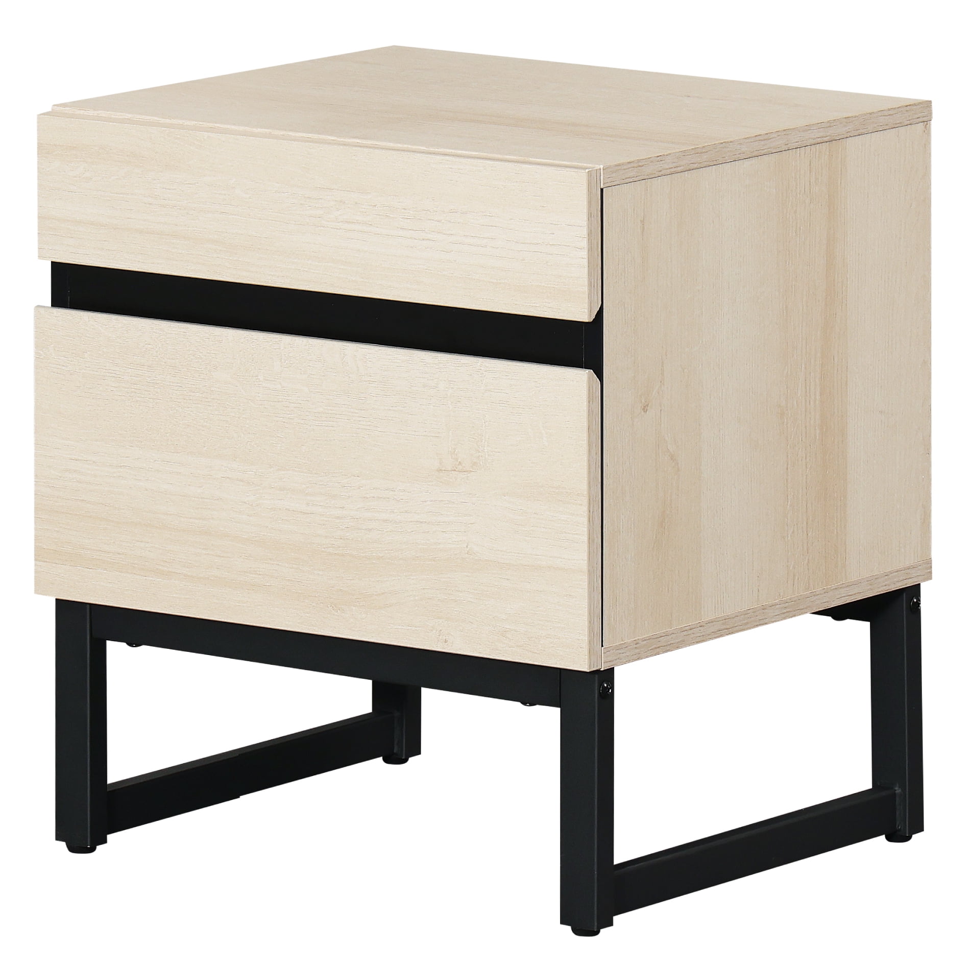 WAMPAT Modern End Table With 2 Drawers - Compact Sofa Side Table & Nightstand For Living Room & Bedroom