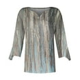 thumbnail image 3 of qILAKOG Womens Summer Tops 2024 3/4 Sleeve Floral Print Blouse Casual Loose Fit Tunic T-Shirts Vintage Graphic Tees Women hree-quarter Sleeve Printing V-Neck T-Shirt Blouse Tops, Silver&XXL, 3 of 4