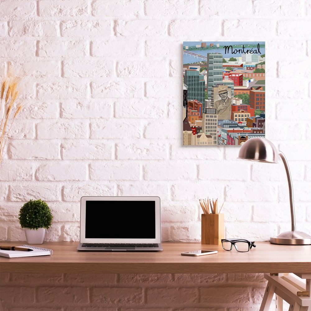 Stupell Industries Montreal Patron Saint Canadian Landmark Colorful City Architecture Canvas Wall Art Design by Carla Daly, 24" x 30"