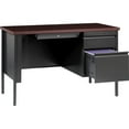 thumbnail image 3 of Lorell Fortress Series Mahogany Laminate Top Desk 45.5" x 24" x 29.5" , 1.1" Top - Box Drawer(s), File Drawer(s) - Single Pedestal on Right Side - Square Edge - Material: Steel Frame - Finish: Charcoa, 3 of 8