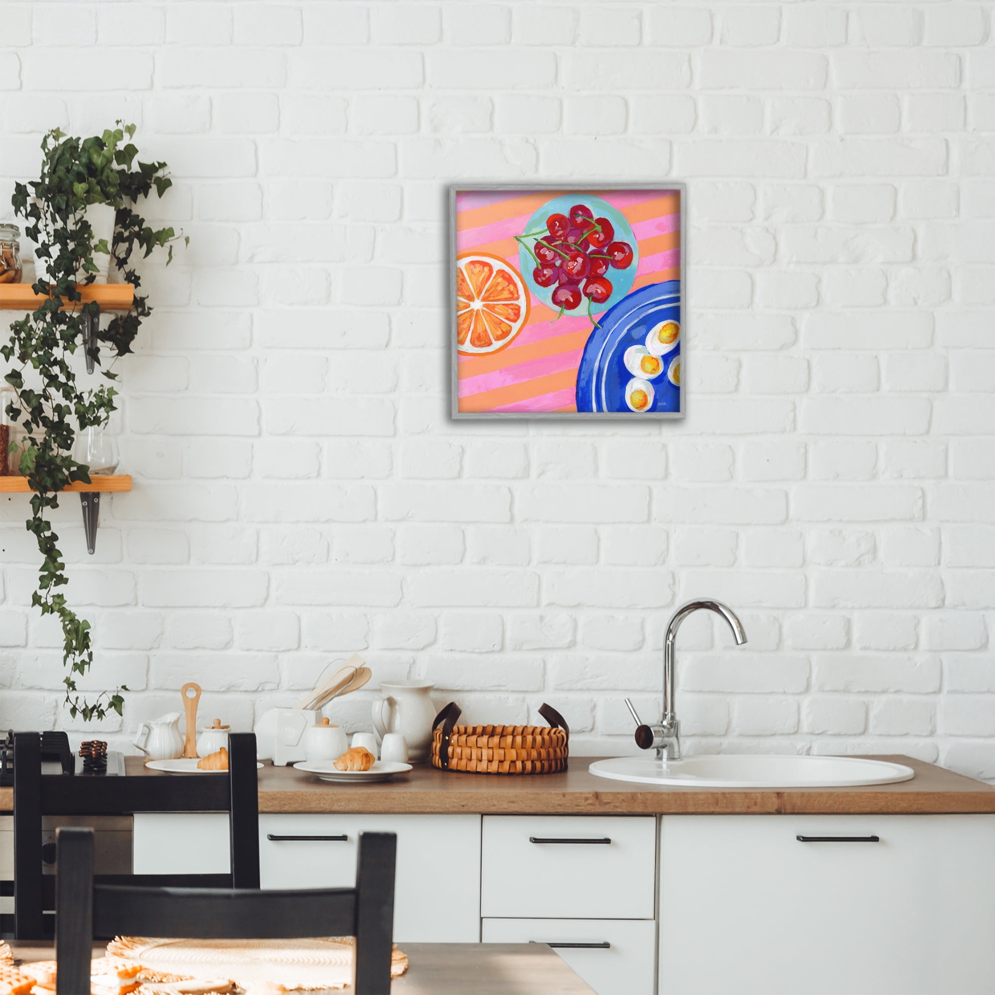 Stupell Industries Summer Snacks Picnic Blanket Gray Framed Giclee Art, design by Rachael Reese