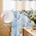 thumbnail image 3 of No Hook Shower Curtain, Blue Coastal Shower Curtains for Bathroom with See Through Top Window, Country Nautical Starfish Coral Seashells Waterproof & Washable Bath Curtain Extra Long 72"x96", 3 of 9