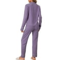 thumbnail image 3 of INSPIRAR CHIC Conjunto de Pijamas para Mujeres de Manga Larga con Botones y Pantalones, Juego de Pijamas a Juego de Dos Piezas para Navidad, L Púrpura, 3 of 6