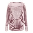 thumbnail image 3 of Busydd Womens Tops Dressy Casual Solid Color Sequin Tops for Women Comfy Loose Long Sleeve T Shirts for Women XL, 3 of 8