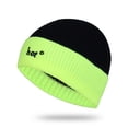 thumbnail image 2 of Ljudmp Womens Mens Color Block Ribbed Knit Beanie Stretch Brimless Hat Winter Thick Casual Windproof Daily Knit Skull Cap Green, 2 of 5