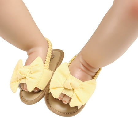 

New Baby Girls Bow Knot Sandals Summer Soft Sole Breathable Anti-Slip Summer Newborn Elastic Infant First Walkers Shoes 0-18M