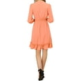 thumbnail image 3 of MODA NOVA Juniors Layered Ruffle Hem 3/4 Sleeves Smocked A-Line Chiffon Dress, 3 of 6