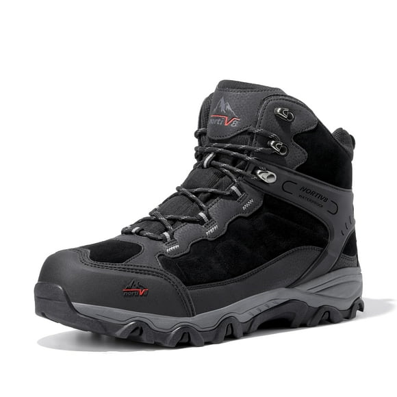 NORTIV 8 Men's Hiking Boots Waterproof Trekking Outdoor Mid Backpacking Mountaineering Shoes Size 9 M US BLACK JS19004M