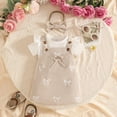 thumbnail image 5 of CAICJ98 Baby Girl Clothes Newborn Suspender Skirt Short Sleeve Ruffle Romper + Cute Dress + Bow Headband Infant Outfits Set (Beige,0-3 Months), 5 of 8