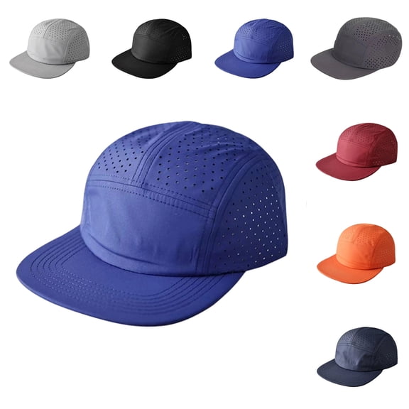 Mens Womens Outdoor Quick Drying 5 Panel Short Brim Baseball Cap Breathable Mesh Versatile Sports Hiking Running Lightweight Adjustable Low Profile Cap, #01 Royal Blue, One Size