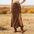 thumbnail image 4 of QHFBli Long Suede Leather Skirt for Women Ruffle Asymmetrical Western Boho Country Cowgirl Skirts, 4 of 7