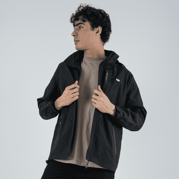 Chamarra Impermeable para Hombre Color Negro Abrigo Impermeable Casual para Lluvia y Actividades al Aire Libre Talla Extra Grande Hecho de poliester Punos Ajustables y Tejido Plano Walmart en linea