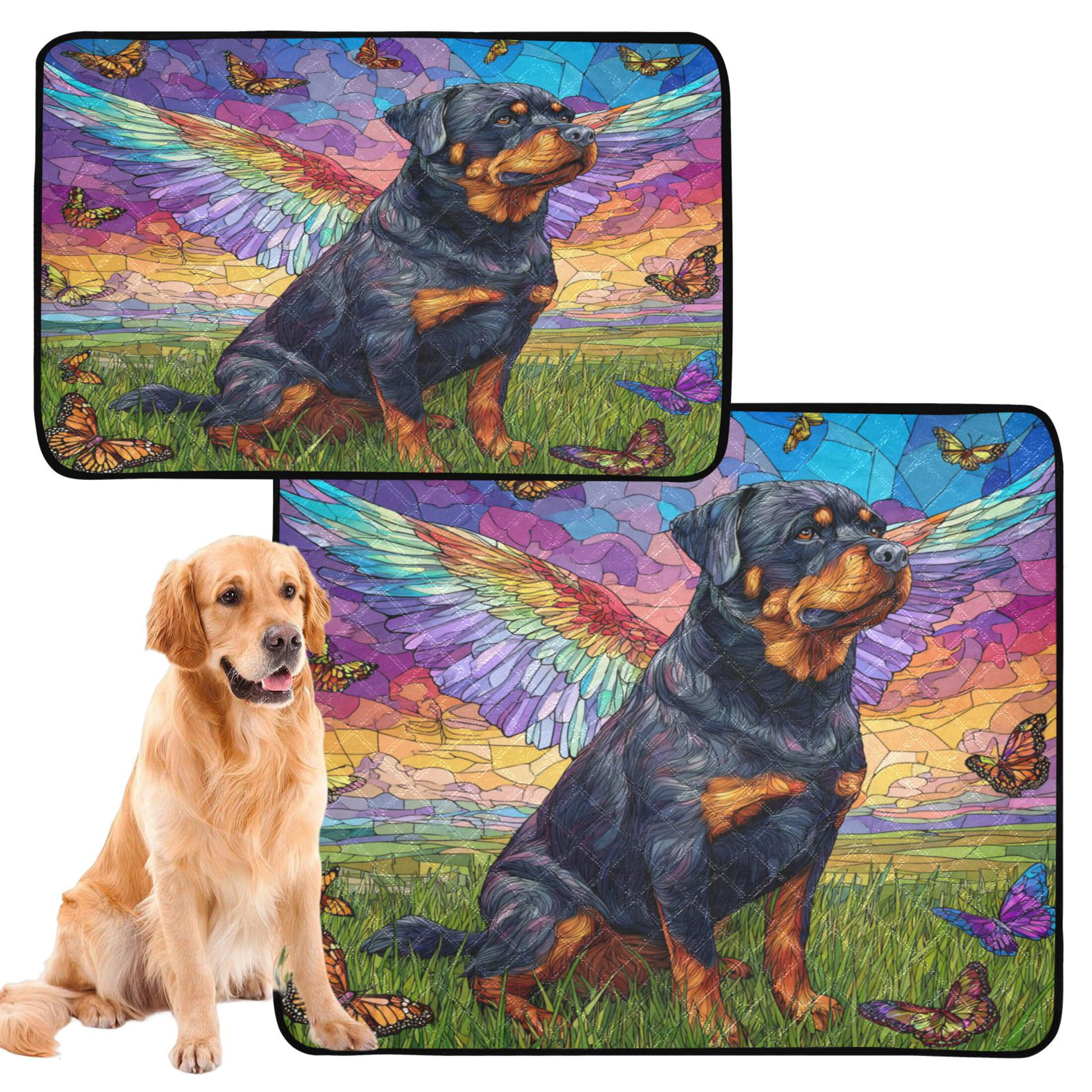 Qxltty Rottweiler Dog Cat litter Pads Pet Set of 3 Diaper Mats Center Anti-leakage Layer Absorbent Soft and Comfortable