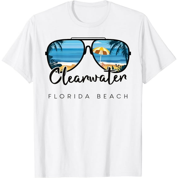 Clearwater Beach Florida Palm Tree Sunglasses Souvenir T-Shirt