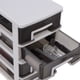thumbnail image 3 of GOOHOCHY Armario de almacenamiento de cuatro capas para el hogar, con cajones de plástico, portátil, multifunción, resistente al polvo, organizador de muebles (marco blanco y negro transparente)., 3 of 7