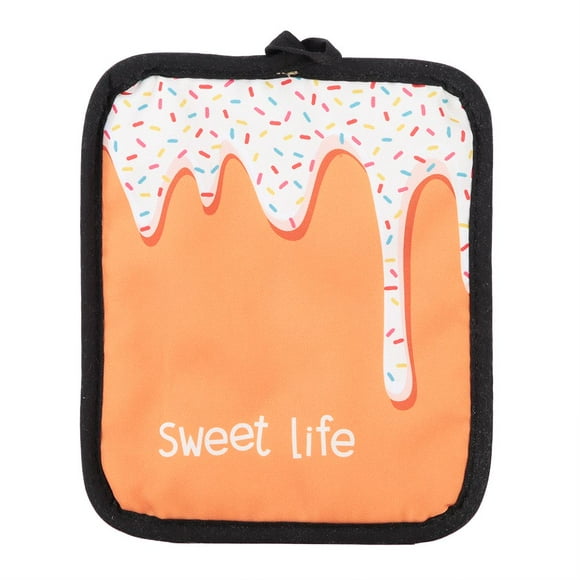 Heat-Resistant Terry Cloth Pot Holders for Safe Kitchen Cooking & Baking Orange Donut Design
