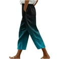 thumbnail image 2 of Sakmal Trendy Capri Pants for Women Vacation Blue Taper Drawstring High Waisted Gradient 7/8th Capris, 2 of 5