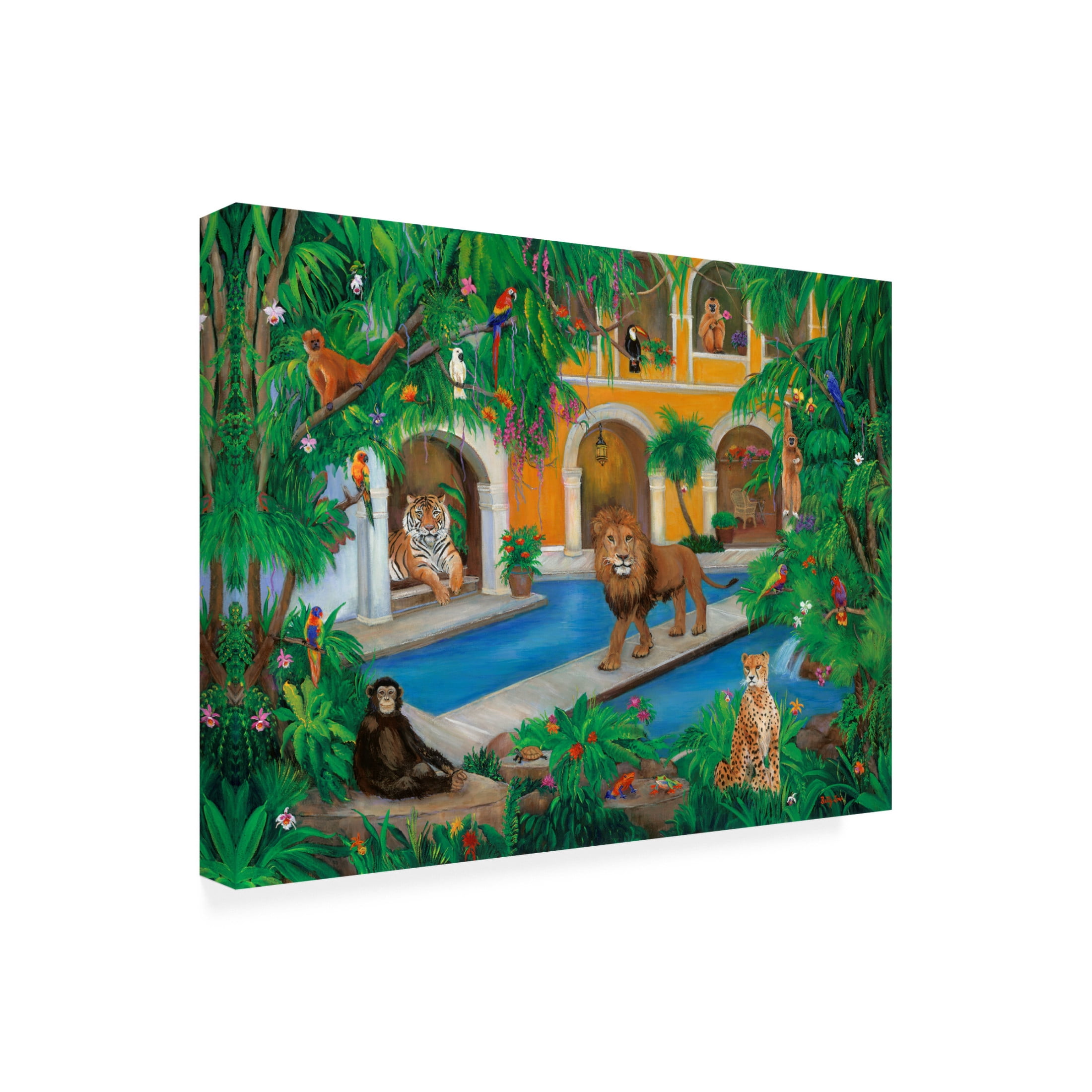 Canvas Wall Art - Betty Lou 'Out of the Jungle' Wall Art for Living Room, Bedroom, or Office Décor by Trademark Fine Art - 47 x 35 Inches