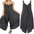thumbnail image 1 of Femmes Grande Taille Sangle Casual Rayé Jambes Larges Vacances Plage Combinaison Rompers, 1 of 2