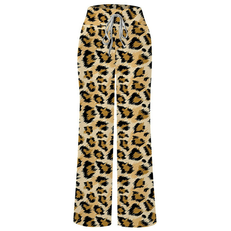 Brglopf Women's Pajama Lounge Pants Floral Print Comfy Casual Stretch  Palazzo Drawstring Pjs Bottoms Pants Wide Leg Trousers(Orange,XL)