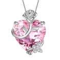 thumbnail image 1 of Juwaliy 15MM Mujer Rose Collar de Corazón Piedra de Nacimiento de Octubre 925 Plata de Ley Dije de Mariposa Flor Turmalina Rosa Joyería Madre Regalos Del Día de San Valentín, 1 of 7