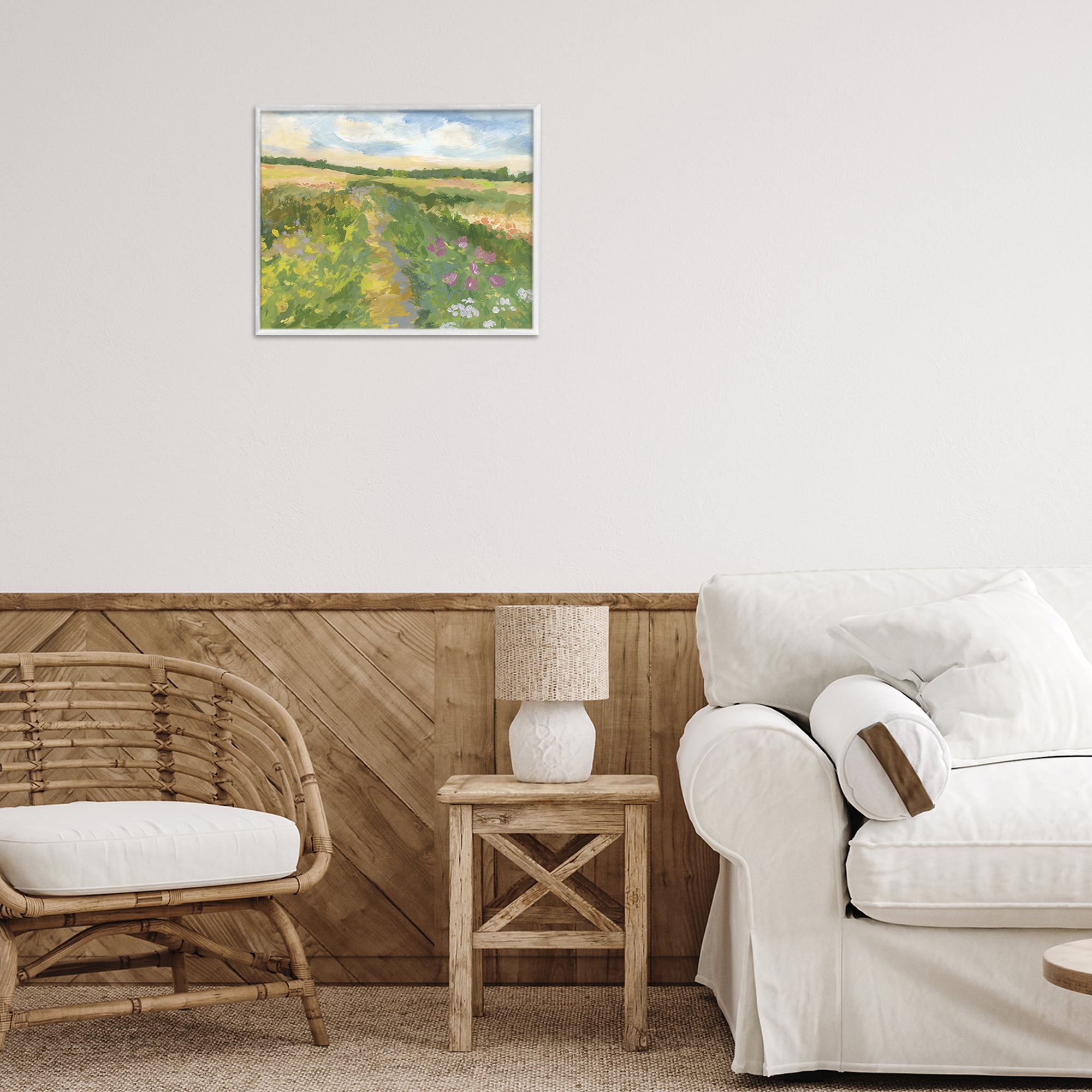 Stupell Industries Windswept Flower Field White Framed Giclee Art, design by Victoria Barnes