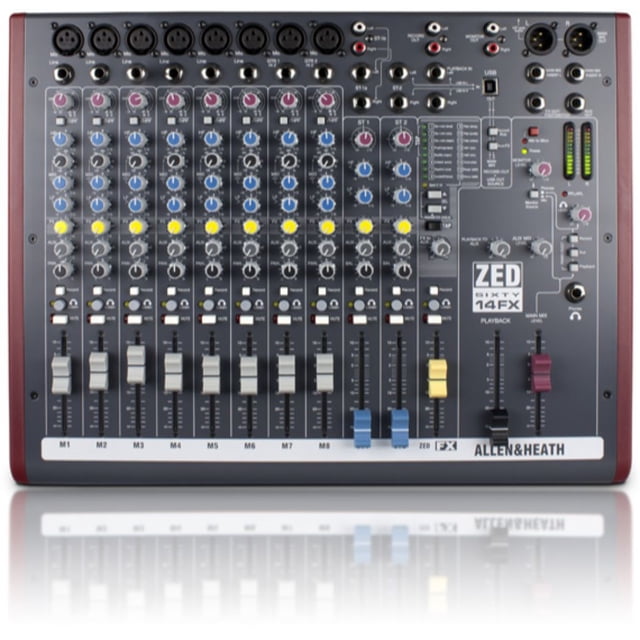 Mezcladora ZED-6014FX ALLEN & HEATH 8 Canales Mono 16 Efectos Internos Ecualizador de 3 Bandas