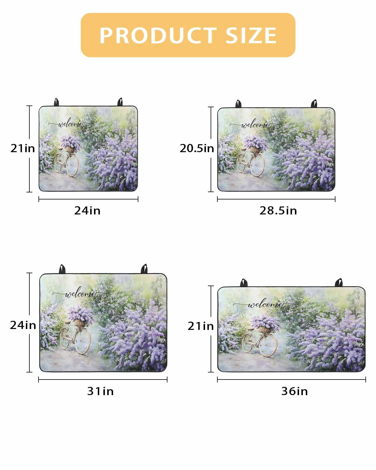 nqOlkjepod Large Induction Cooktop Protector Mat 24"x21", Purple Lavender Stove Top Covers for Electric Stove, Green Leaves Spring Bike Botanical Stove Burner Cover Mats, Glass Top Stove Cover