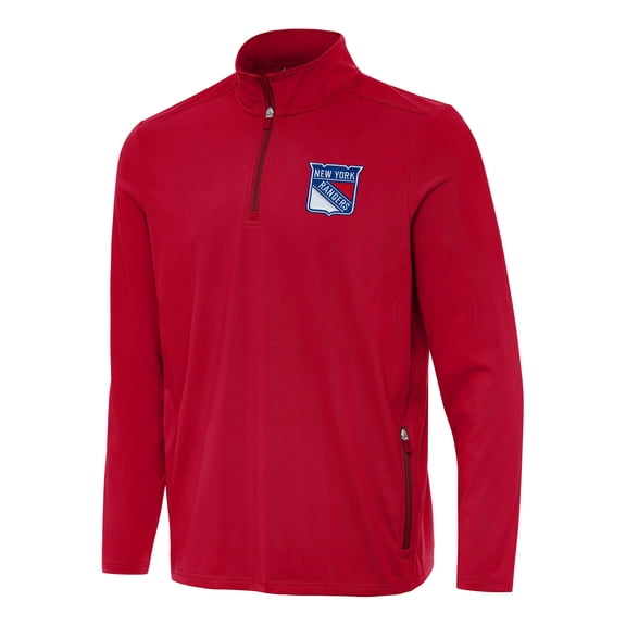 Men's Antigua  Red New York Rangers Perilous Quarter-Zip Sweatshirt
