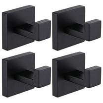 4 Pack Matte Black Towel Hook Stainless Steel Bathroom Rust Proof Clothes Towel Coat Hook Wall Mounted Square Hanger