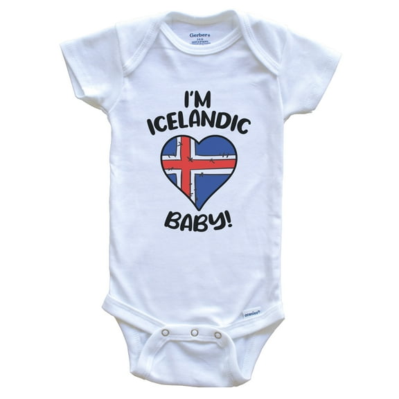 I'm Icelandic Baby Funny Iceland Flag Heart Baby Bodysuit, 0-3 months white