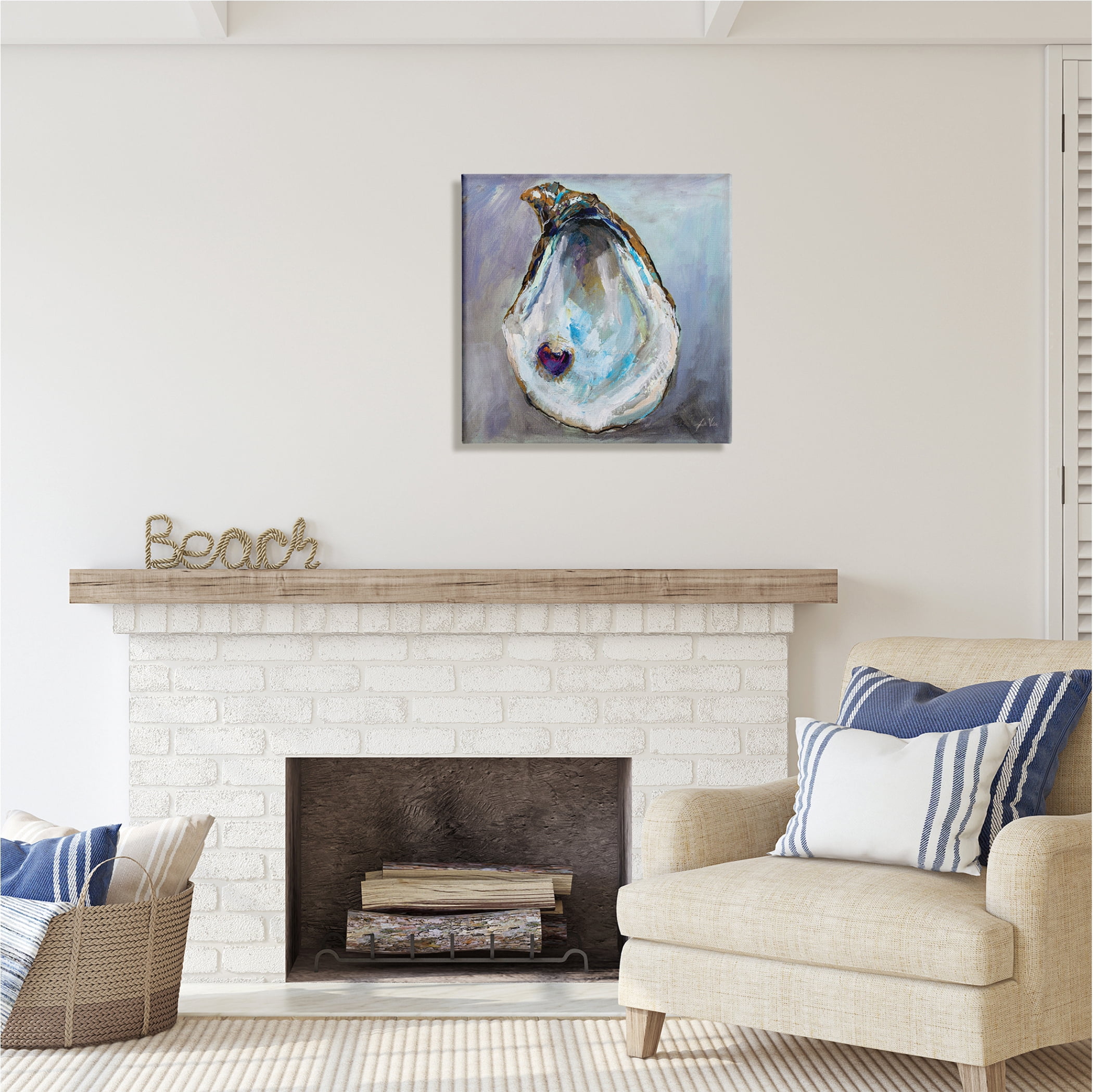 Stupell Industries Oyster Shell with Pearl Animals & Insects Painting Gallery Wrapped Canvas Print Wall Art, 24 x 24