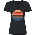 thumbnail image 3 of Inktastic Lake Placid Retro Sunset Women's V-Neck T-Shirt, 3 of 5