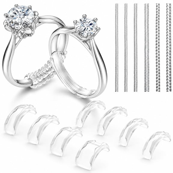 Homivra Ring Sizers for Loose Rings,14 Pack Invisible Ring Size Adjuster Silicone,Ring Guards Spacer Tightener Resizer Fitter,Make Ring Smaller Without Resizing Thick Band (Transparent-14PCS)