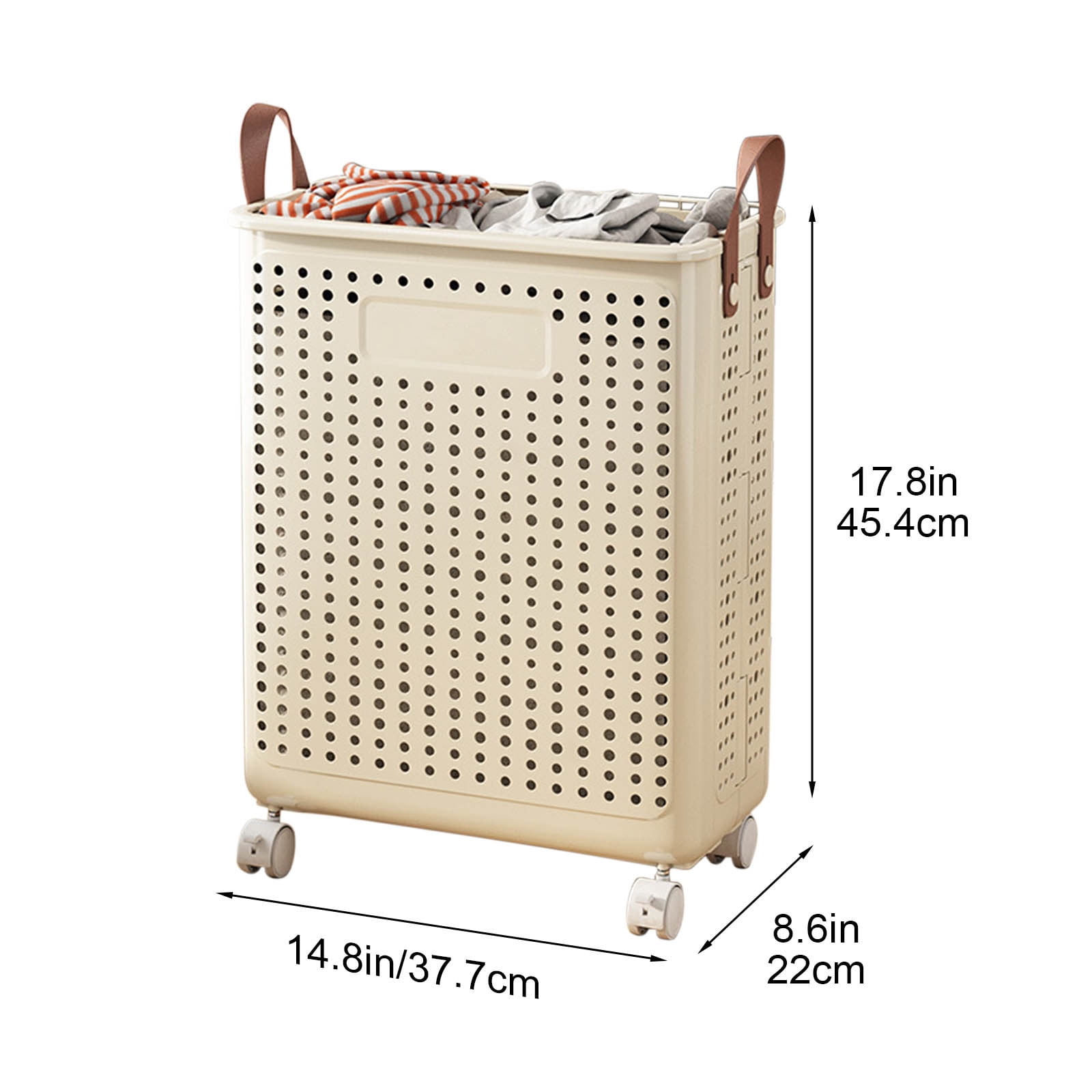 Kbndieu Collapsible Laundry Baskets, Clothes Hampers for Laundry with Heavy-Duty Wheels, Large Laundry Hamper for Bedroom, Bathroom, Dorm, Laundry Room, Beige