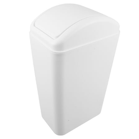 LOLIPPYY White Plastic Kitchen Trash Can with Swing Lid, Space-Saving Narrow Garbage Bin for Home Use
