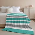 thumbnail image 2 of Throw Blanket for Couch Turquoise, White and Grey Stripes Soft Fleece Flannel Blankets Cozy Lightweight Blanket for Home Sofa Living Room Striped Pattern Bed Throws 50" x 60", 2 of 9