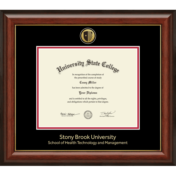 Stony Brook University School of Health Technology and Management Diploma Frame, Document Size 10" x 8"