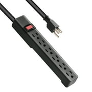 Hyper Tough 6-Outlet Indoor Power Strip with 8 Ft Extension Cord, ETL Certified, Black