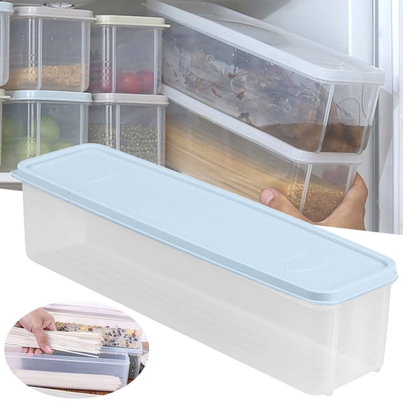 Alueeu Pasta Container Noodle Storage Box Plastic Noodle Box Sealed Refrigerator Vermicelli Grain Storage Box With Lid Rectangular Food Storage Storage Box Sky Blue