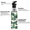 thumbnail image 3 of Yayeee 33oz Double Wall Stainless Steel Water Bottle with Flip Straw, Light Green Camouflage Design, 3 of 7