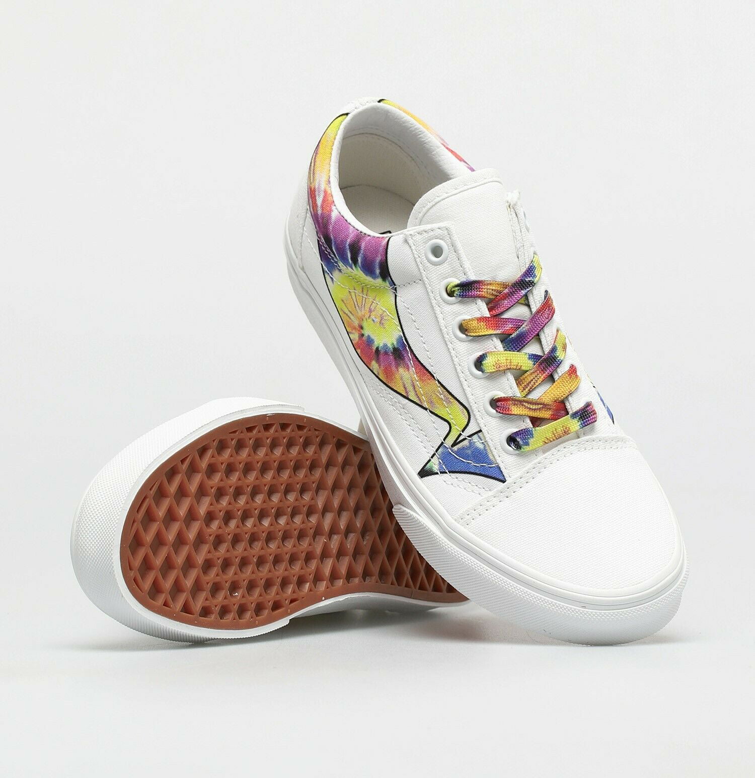 beads physicist Realm Vans Old Skool Warp True White/Tie Dye Men's Classic Skate Shoes Size 13 -  Walmart.com