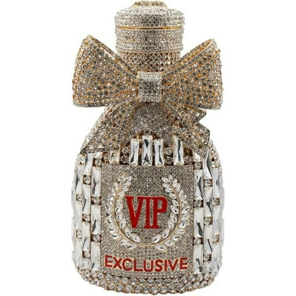 MASWLM Women Rhinestone Evening Handbag Shiny Crystal Champagne Bottle Shape Evening Clutch Bag for Wedding Party Prom