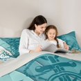 thumbnail image 5 of Homewish Teal Anchor Print Bedding Comforter Set 7pcs, Marble Abstract Ombre King Bedding Sets, Ocean Marine Theme Reversible Bed Sheets, Breathable Home Decor, 5 of 8