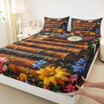 thumbnail image 3 of Manfei Kids Vintage Books Queen Sheet Sets, Bohemian Rose Flower Flat Sheet, Western Mid Century Queen Fitted Sheet, Lightweight Room Decor, 4pcs, 3 of 7