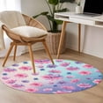 thumbnail image 4 of Spring Floral Round Area Rug 3.3Ft Washable Circle Rugs for Dining Room Table, Purple Pink Blue Flower Botanical Ombre Non-Slip Carpet Floor Mats Indoor Outdoor Carpet Runner Aesthetic Home Decor, 4 of 8