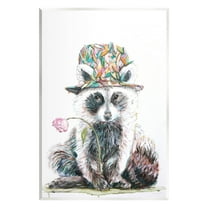 Raccoon Pink Blossom Hat Animals & Insects Graphic Art Unframed Art Print Wall Art