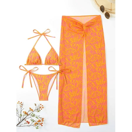 2024 Halter String Triangle Three Piece Bikini Swimsuit Women Swimwear Female Bather Bathing Swimming Swim Suit Beachwear