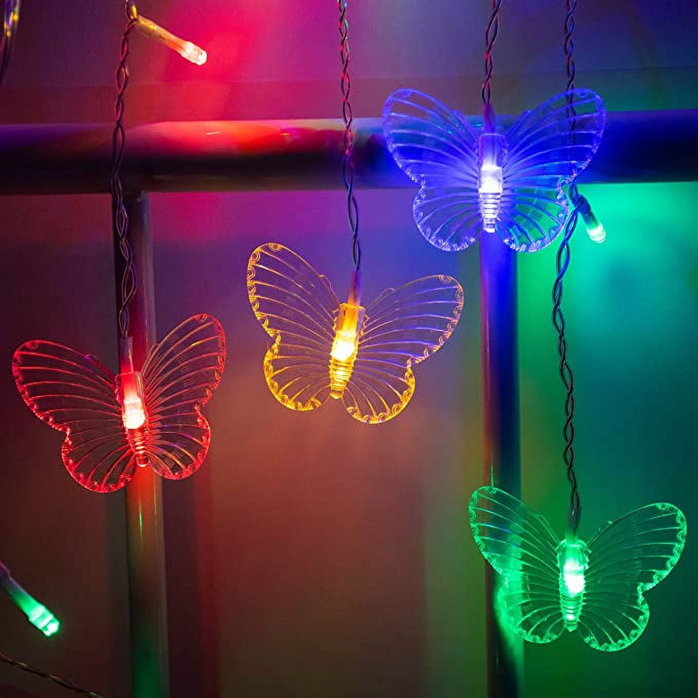 with flash with lights and Fairy Lights in control plug courtyard, party bedroom, 96 light LED curtain remote USB Butterfly Christmas, wedding String