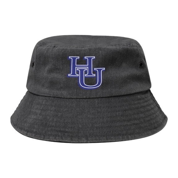 Hampton University Logo Washed Bucket Hat For Men Women Denim Bucket Hat Sun Hat Cowboy Fishing Beach Hat